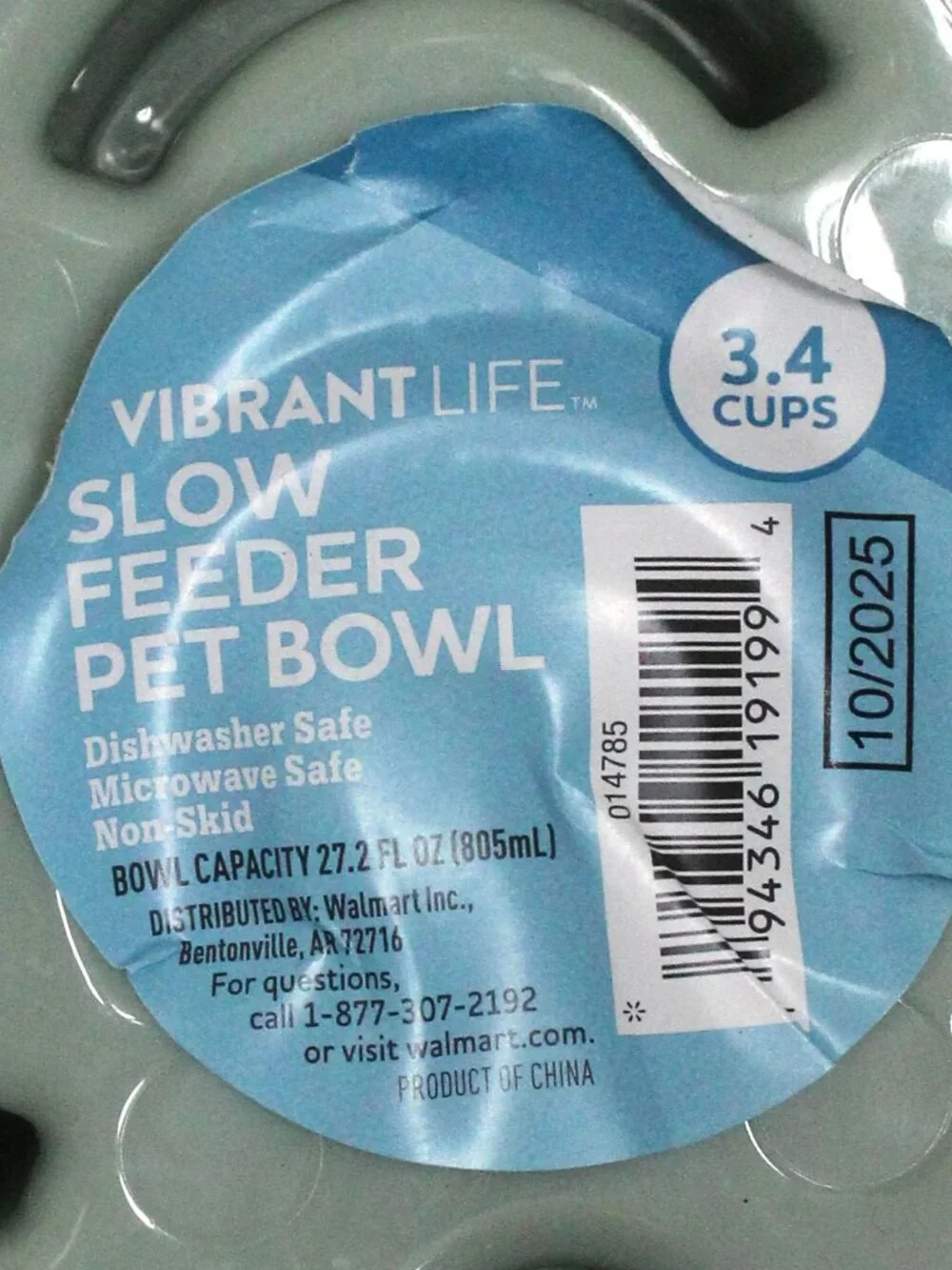 NWT Green Vibrant Life Slow Feeder 3.4 Cup Capacity Pet Bowl